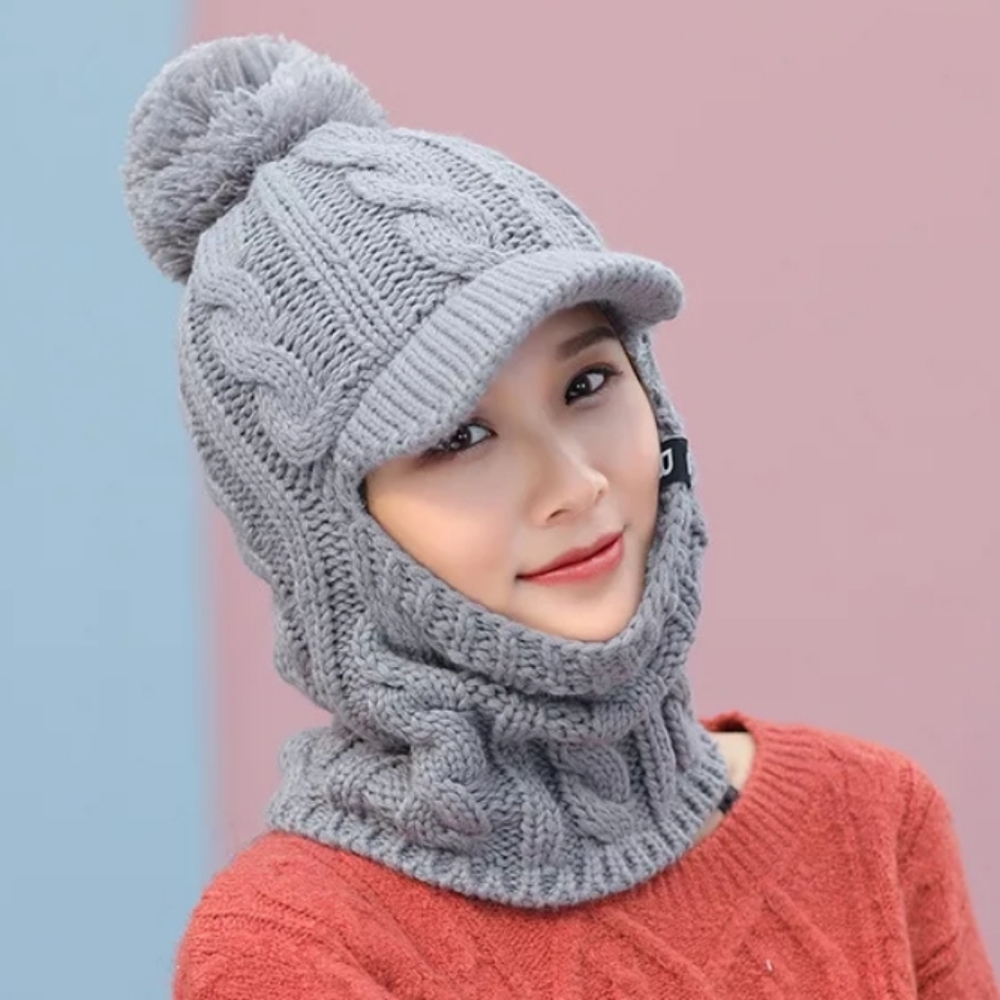 ❄Today's Arrival❄Winter knitbeanie cap Gray PomPom - Picture 3 of 7